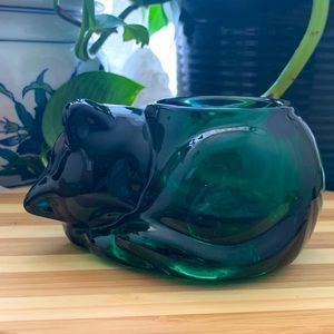 Indiana glass co. Sleepy cat votive holder